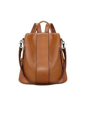 S-ZONE Leather Backpack Purses for Women Antitheft Rucksack Shoulder Bag Medium